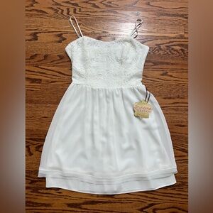 Princess Vera Wang White Lace Bodice Spaghetti Strap Dress